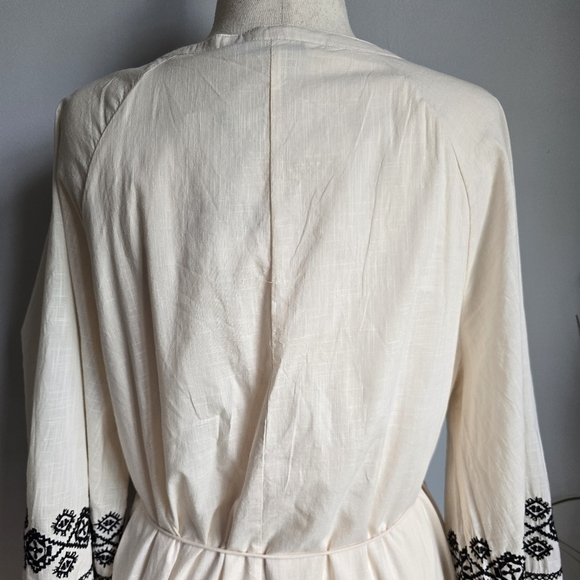 Zara New Ivory Black Embroidered Beaded Tassel Tie Flounce Maxi Dress SZ XXL - Picture 10 of 15